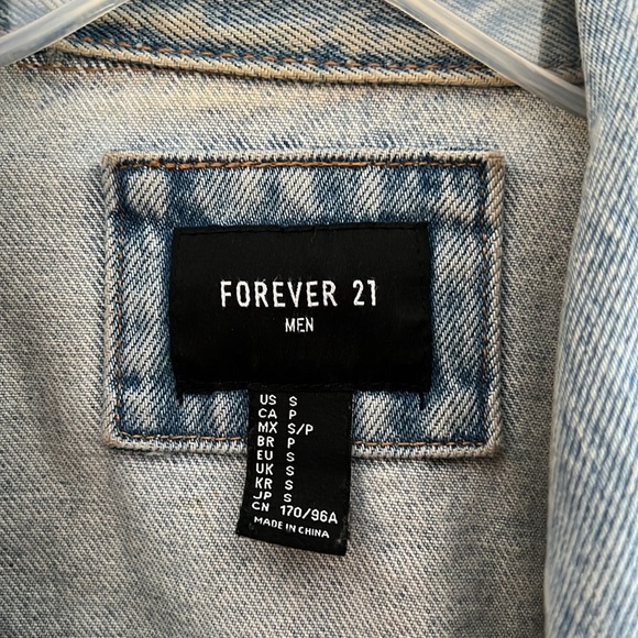 Unisex Distressed Full-Length Jean Jacket Men’s Size S - Picture 3 of 4